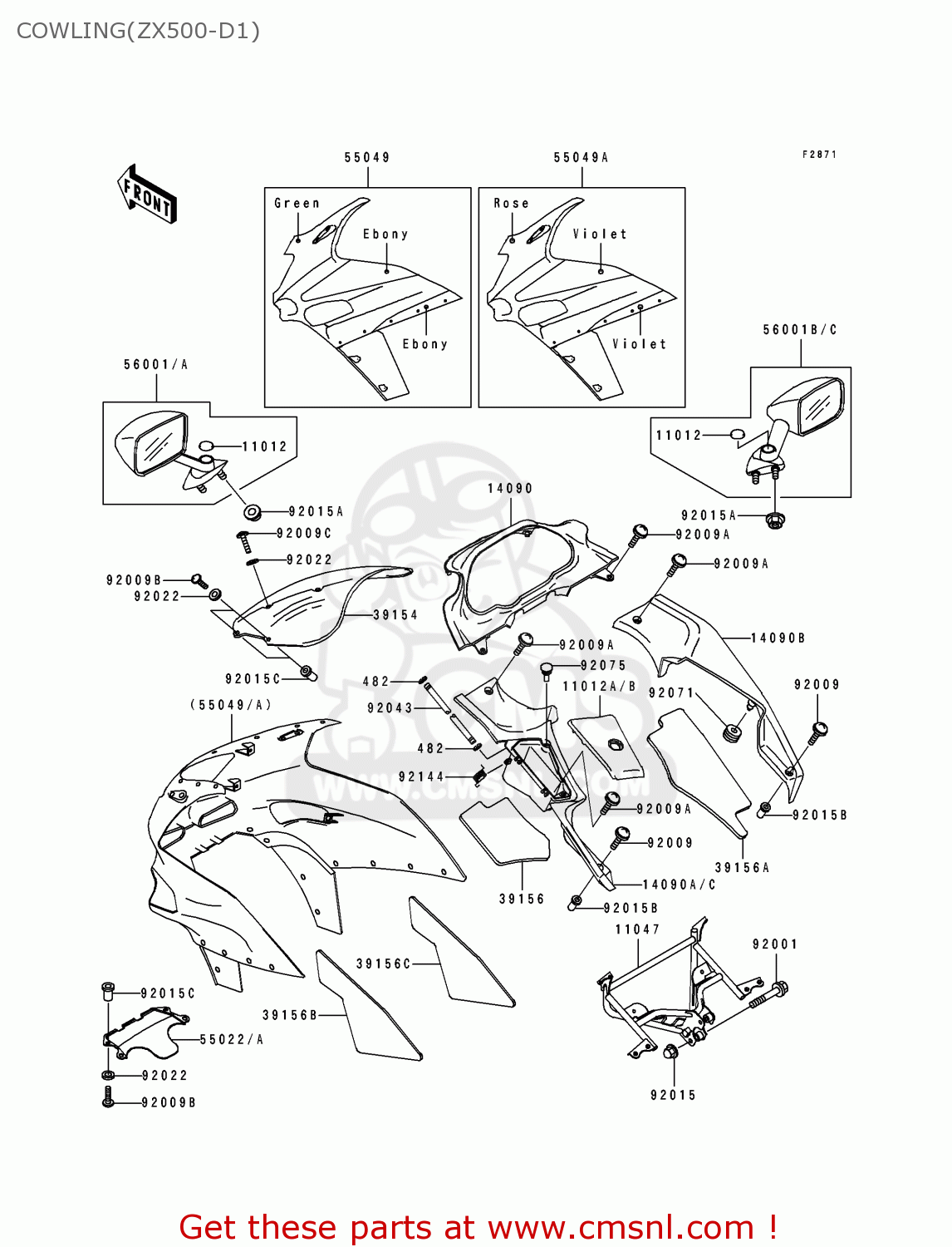 COWLING(ZX500-D1) ZX500D1 ZZR550 1993 AUSTRIA GR