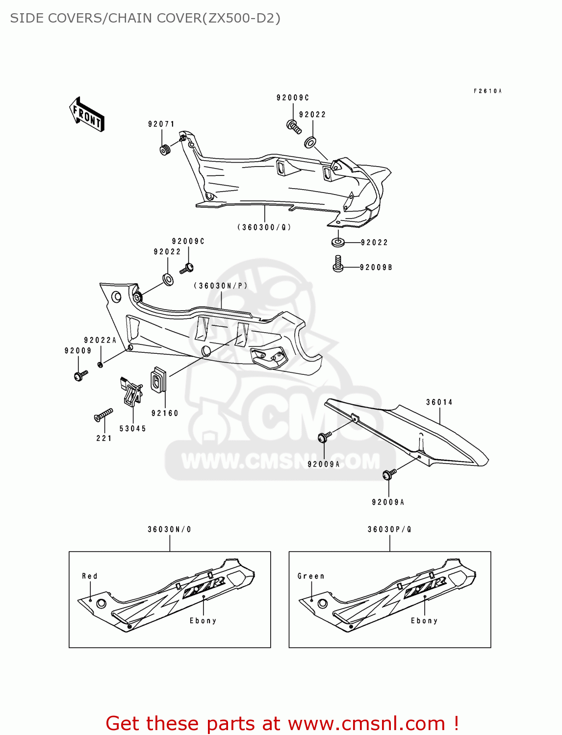 SIDE COVERS/CHAIN COVER(ZX500-D2) ZX500D2 ZZR550 1994 AUSTRIA