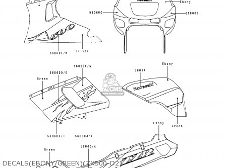 DECALS(EBONY/GREEN)(ZX500-D2) - ZX500D2 ZZR550 1994 AUSTRIA