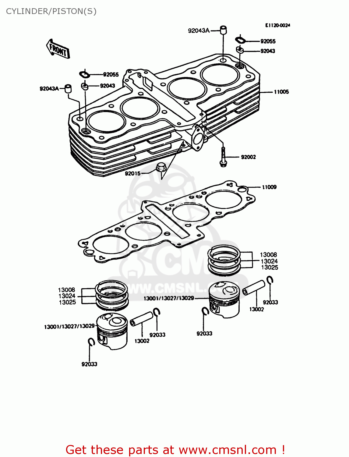 CYLINDER/PISTON(S) ZX550A1 GPZ550 1984 EUROPE UK FR GR IT FG SD ST