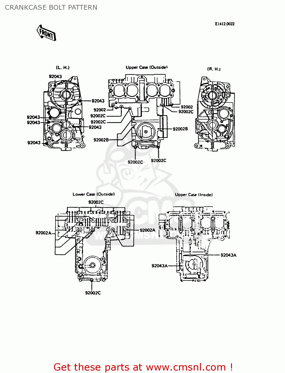 CRANKCASE BOLT PATTERN ZX550A1 GPZ550 1984 EUROPE UK FR GR IT FG SD ST