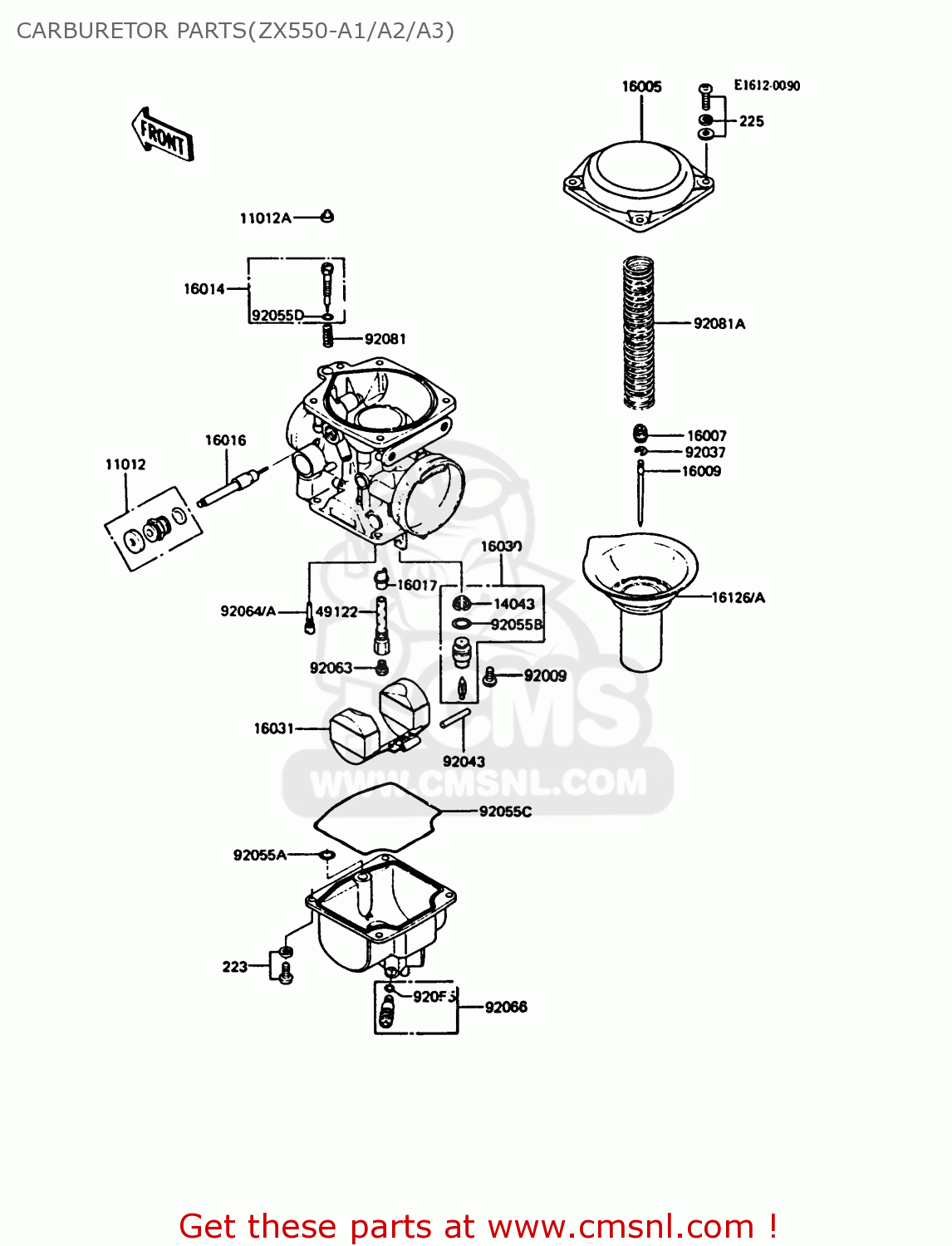 CARBURETOR PARTS(ZX550-A1/A2/A3) ZX550A1 GPZ550 1984 EUROPE UK FR GR IT FG SD ST