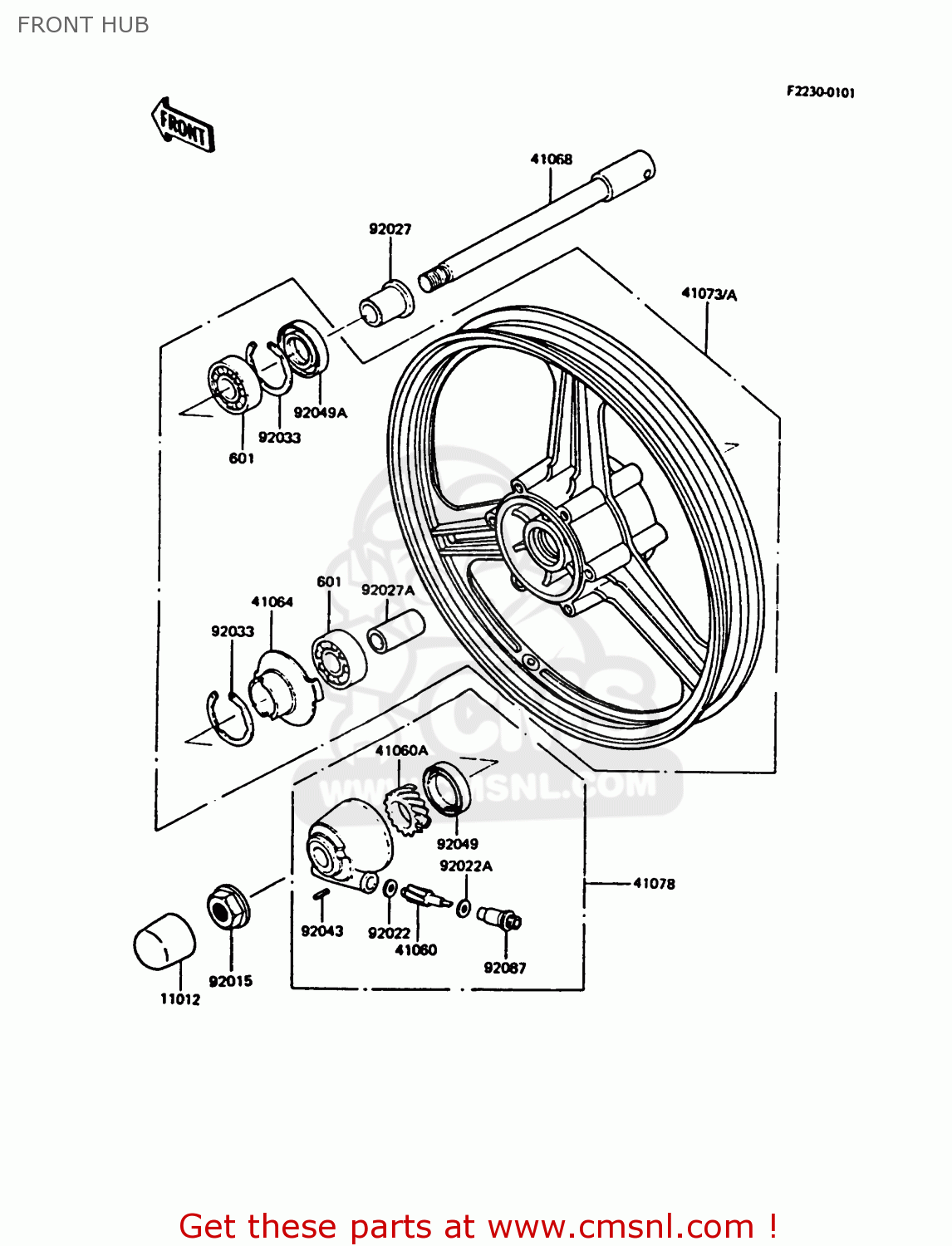 FRONT HUB ZX550A1 GPZ550 1984 EUROPE UK FR GR IT FG SD ST