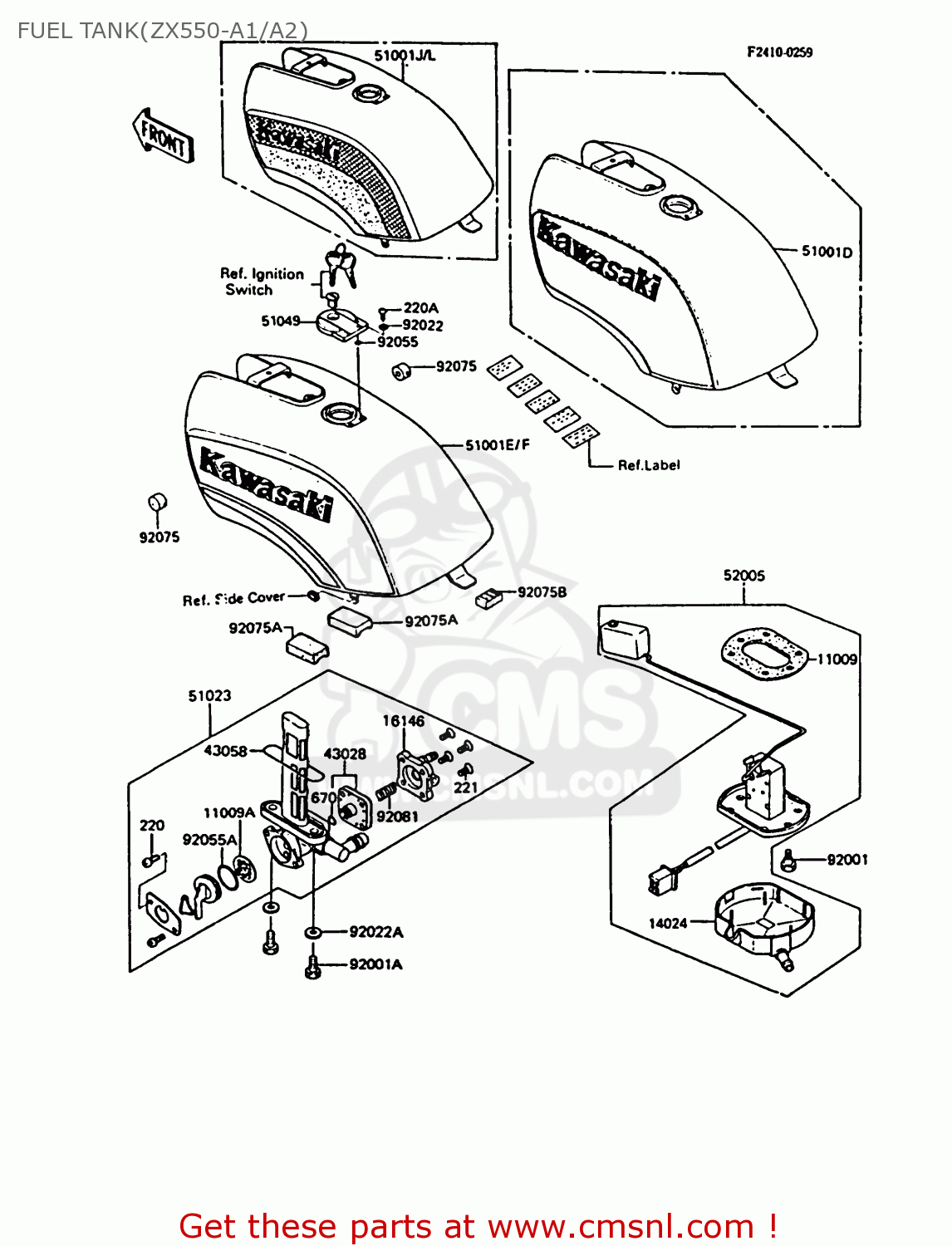 FUEL TANK(ZX550-A1/A2) ZX550A1 GPZ550 1984 EUROPE UK FR GR IT FG SD ST