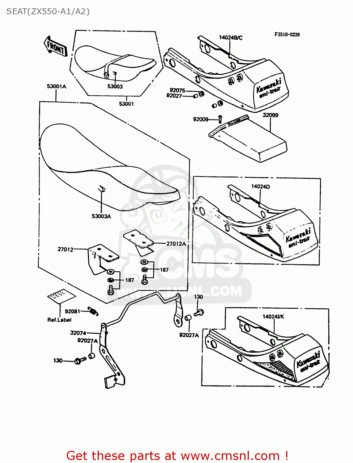 SEAT(ZX550-A1/A2) ZX550A1 GPZ550 1984 EUROPE UK FR GR IT FG SD ST