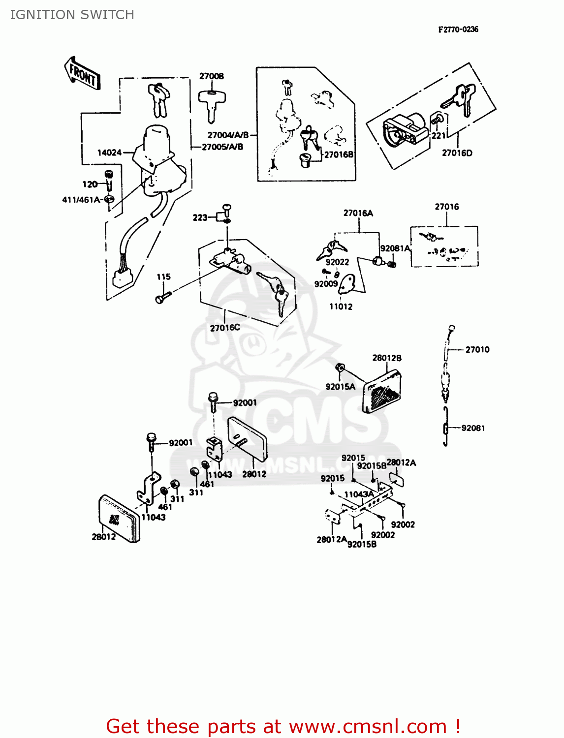 IGNITION SWITCH ZX550A1 GPZ550 1984 EUROPE UK FR GR IT FG SD ST