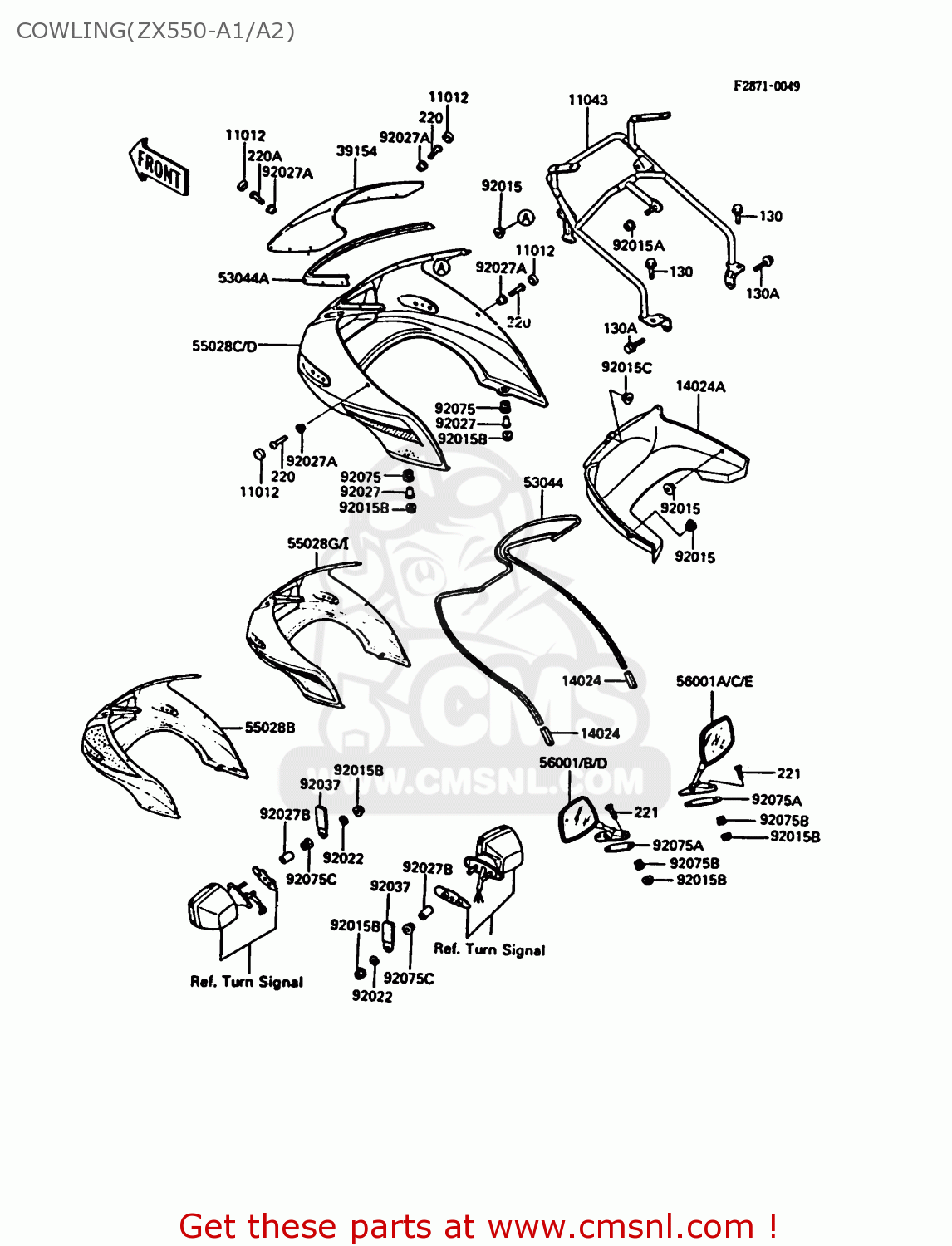 COWLING(ZX550-A1/A2) ZX550A1 GPZ550 1984 EUROPE UK FR GR IT FG SD ST