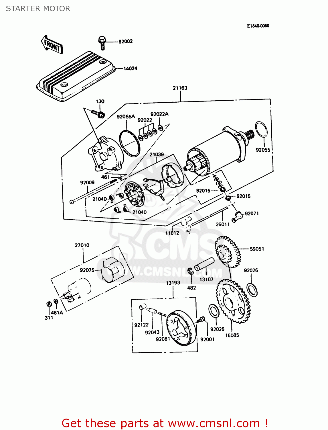 STARTER MOTOR ZX550A2 GPZ550 1985 EUROPE UK FR FG GR IT NR SD ST