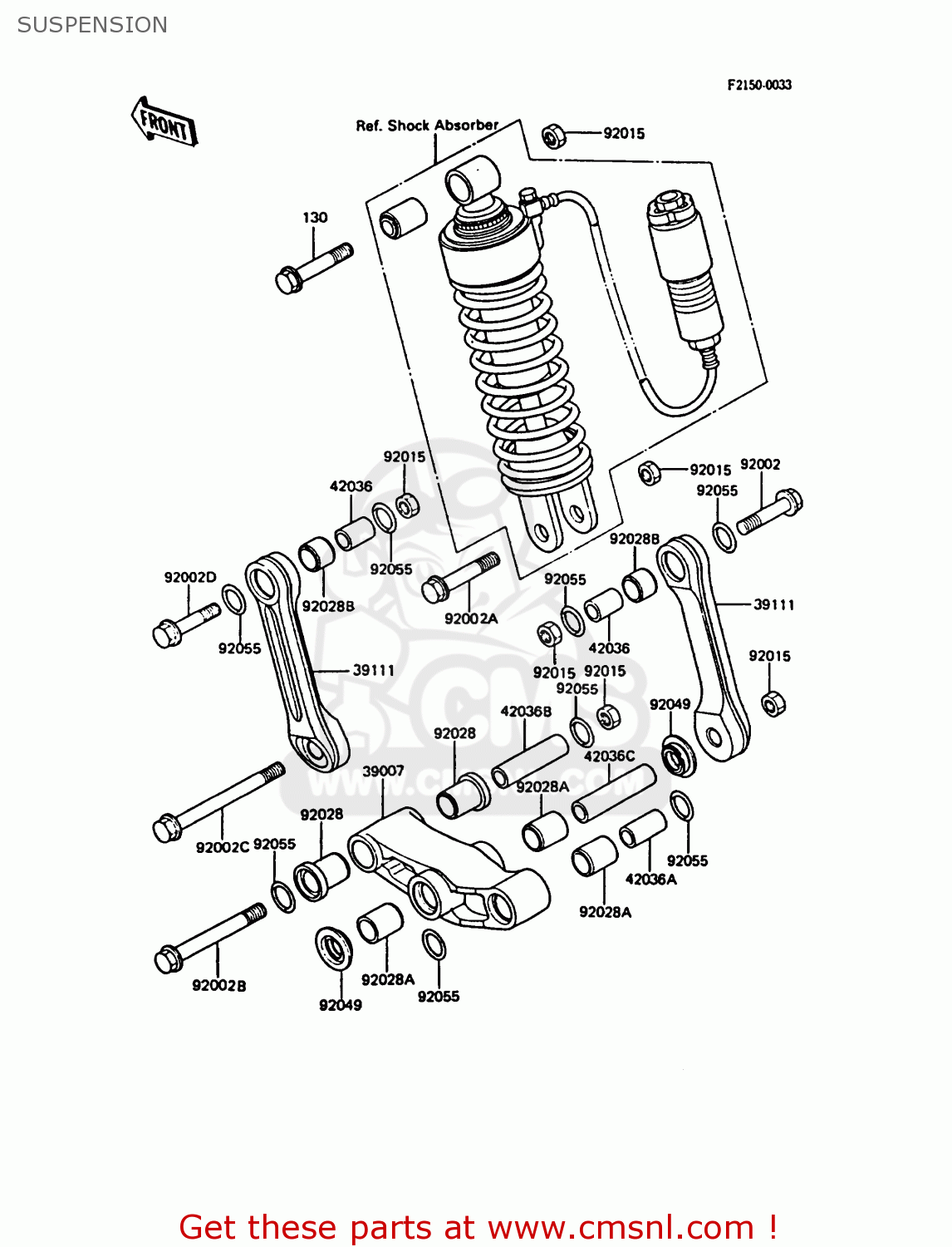 SUSPENSION ZX550A2 GPZ550 1985 EUROPE UK FR FG GR IT NR SD ST