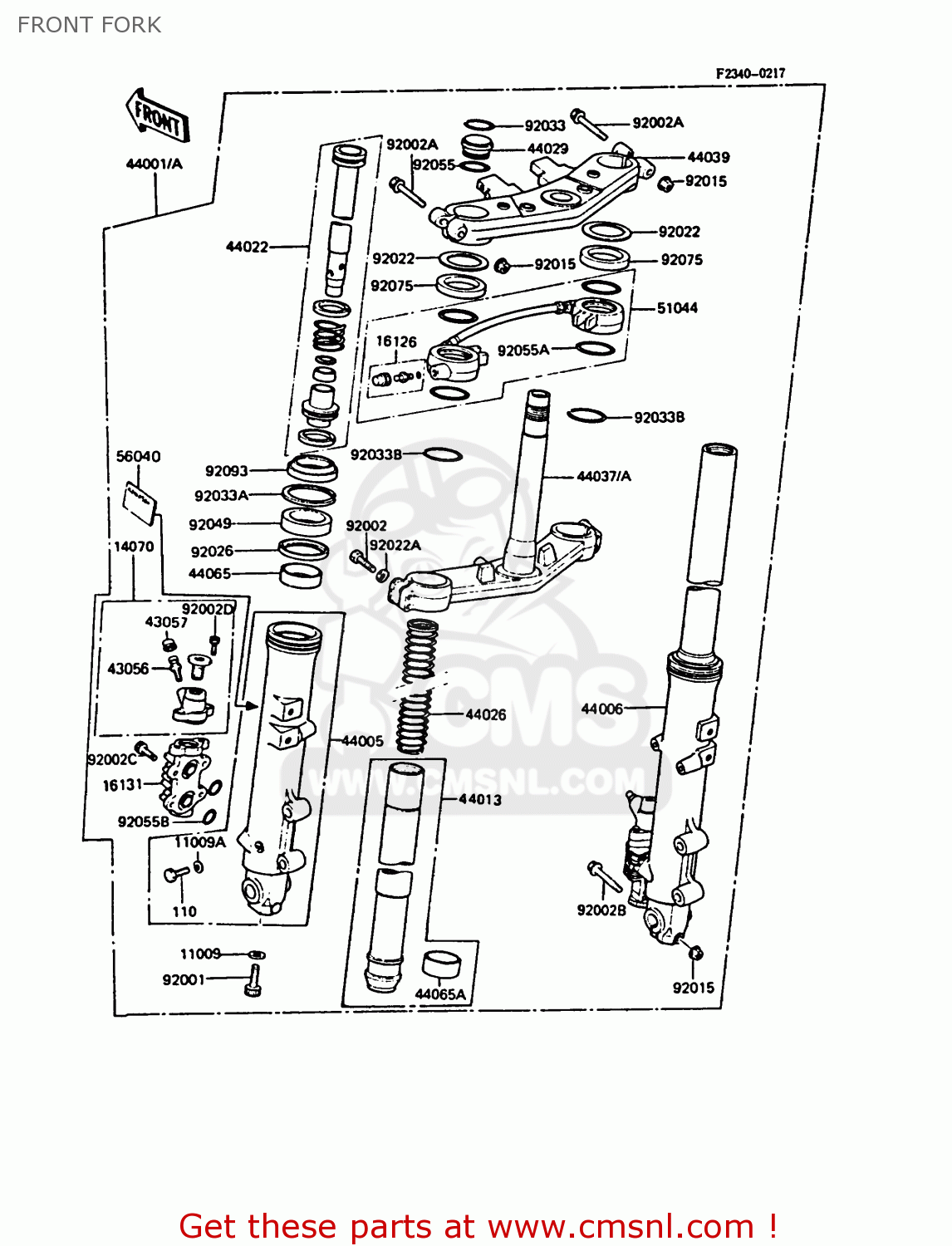 FRONT FORK ZX550A2 GPZ550 1985 EUROPE UK FR FG GR IT NR SD ST