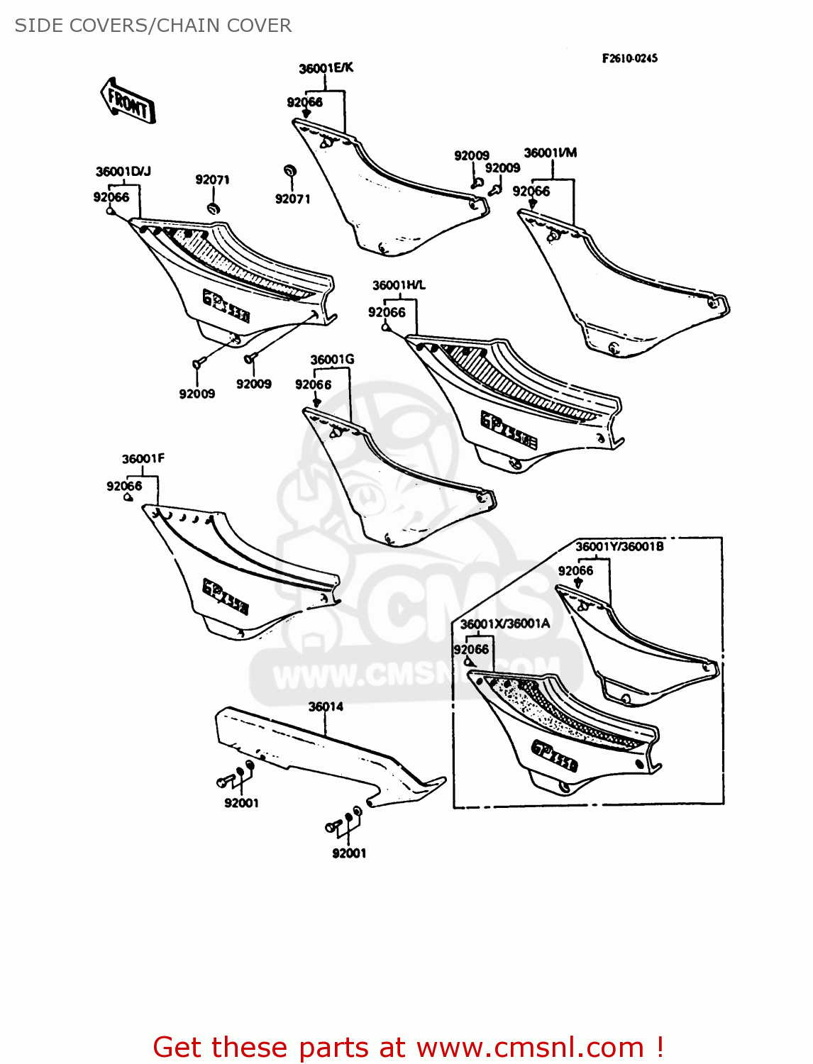 SIDE COVERS/CHAIN COVER ZX550A2 GPZ550 1985 EUROPE UK FR FG GR IT NR SD ST