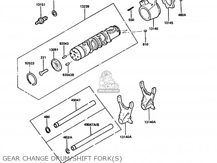 GEAR CHANGE DRUM/SHIFT FORK(S) - ZX550A2 GPZ550 1985 EUROPE UK FR FG GR IT NR SD ST
