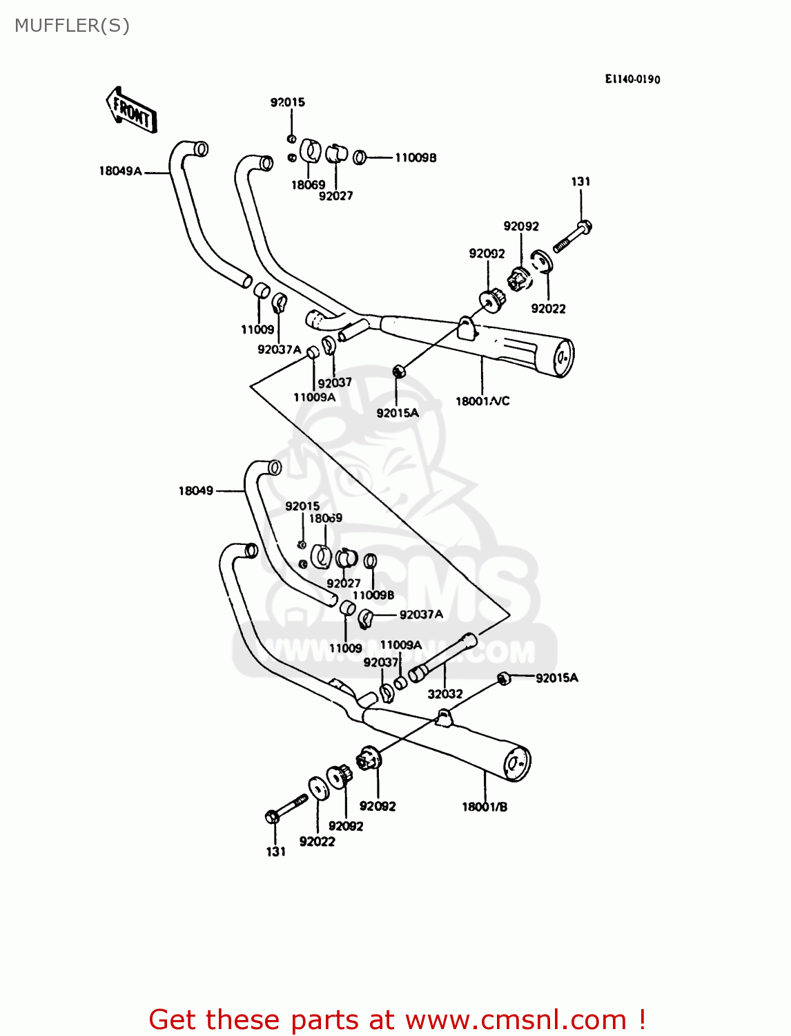 MUFFLER(S) ZX550A3 GPZ550 1986 EUROPE UK FR FG GR