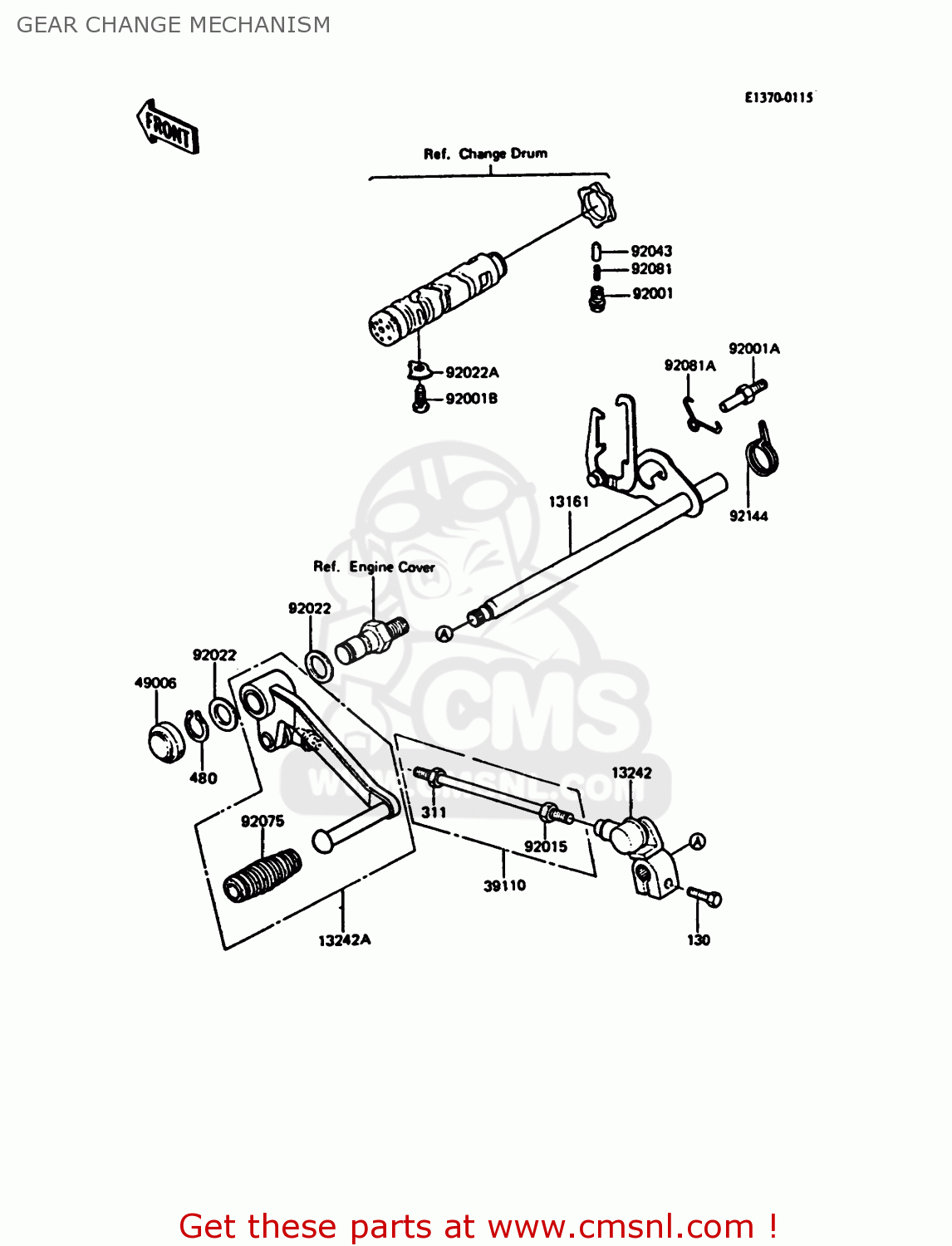 GEAR CHANGE MECHANISM ZX550A3 GPZ550 1986 EUROPE UK FR FG GR