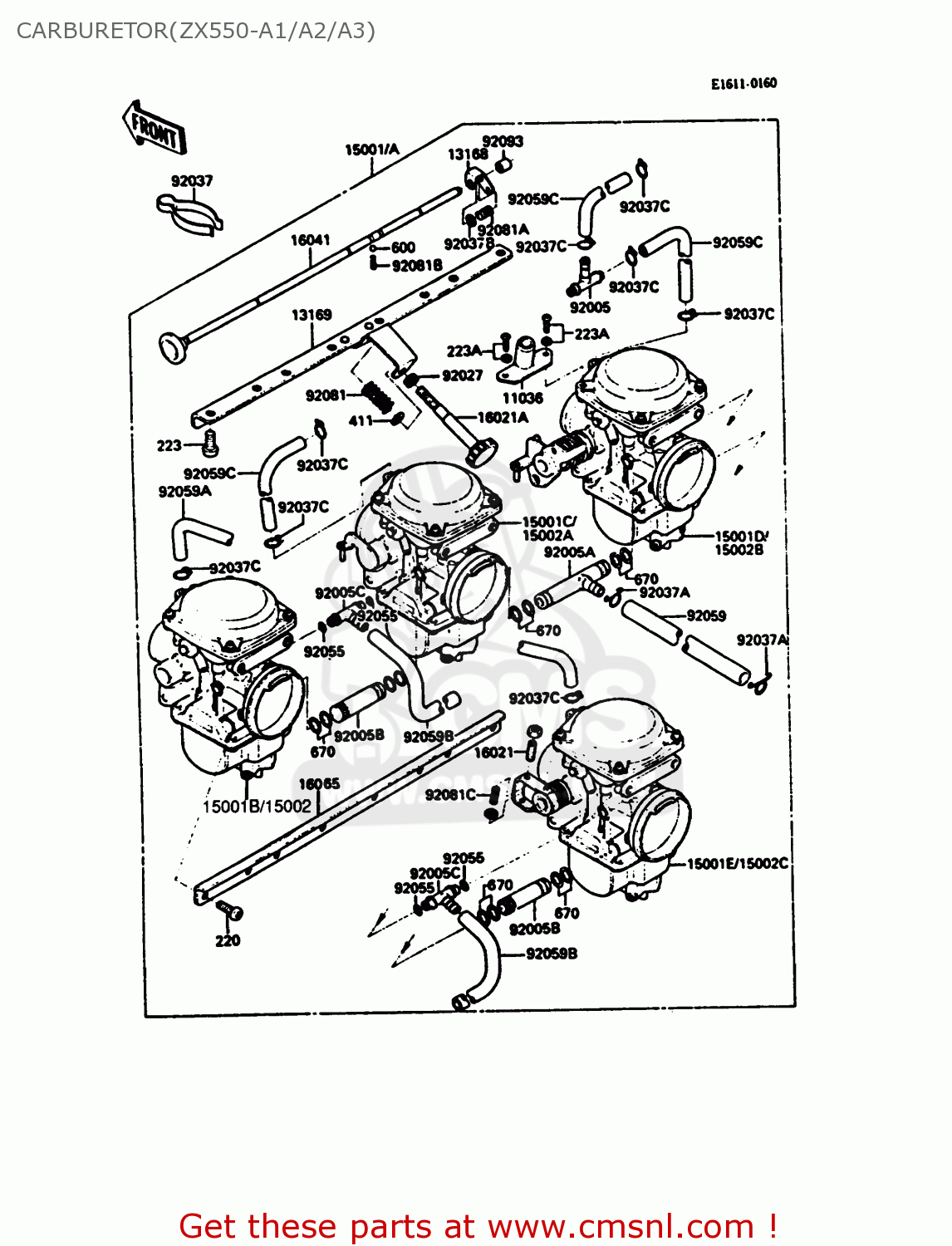 CARBURETOR(ZX550-A1/A2/A3) ZX550A3 GPZ550 1986 EUROPE UK FR FG GR