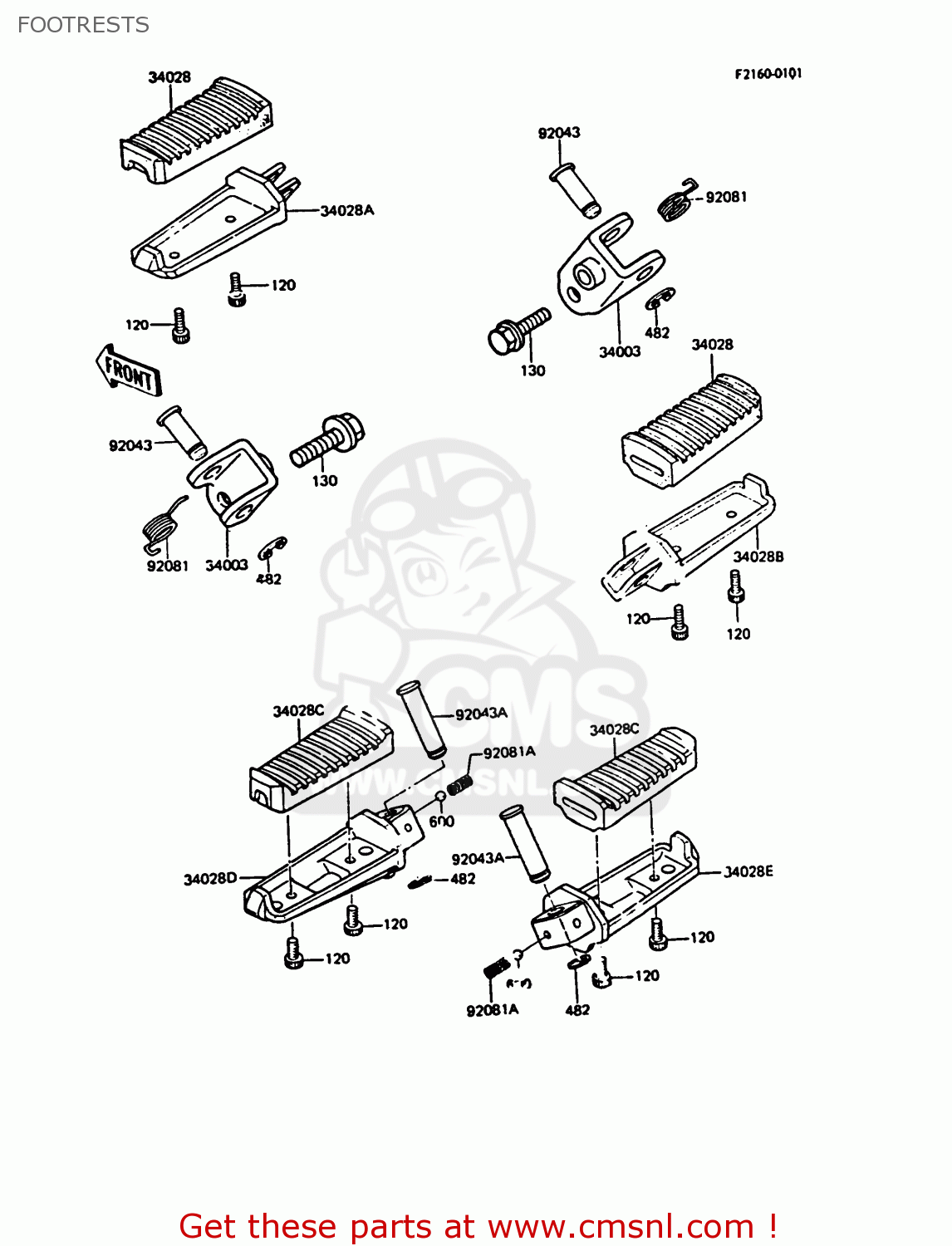 FOOTRESTS ZX550A3 GPZ550 1986 EUROPE UK FR FG GR