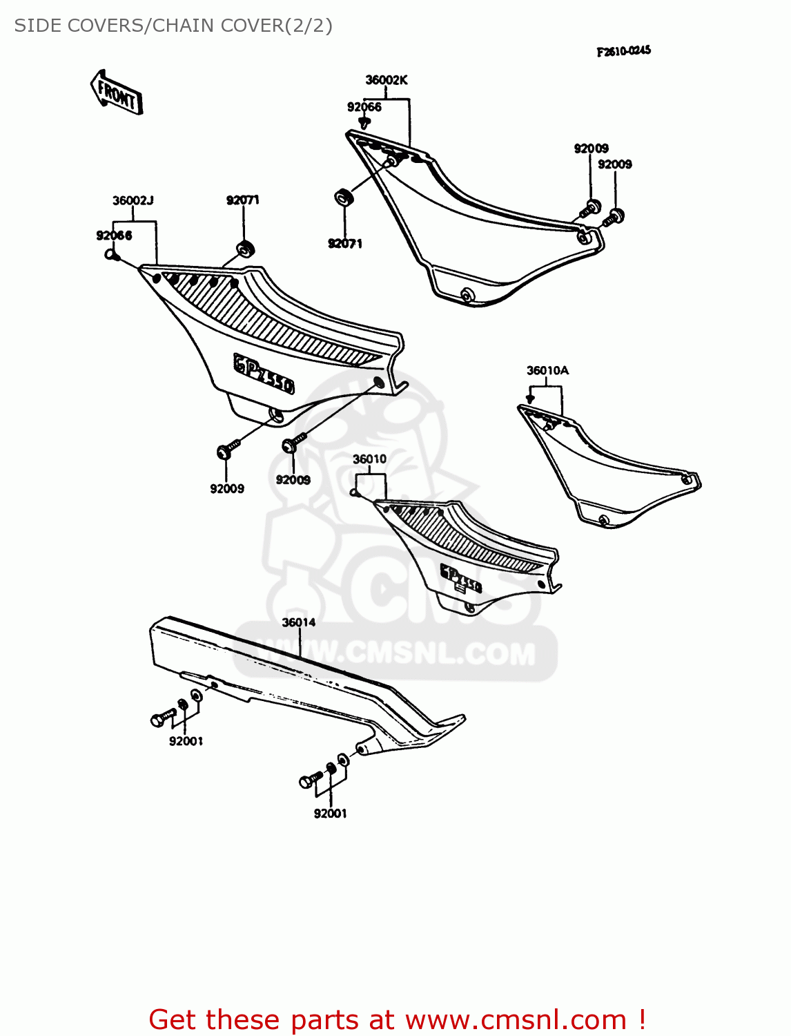 SIDE COVERS/CHAIN COVER(2/2) ZX550A3 GPZ550 1986 EUROPE UK FR FG GR