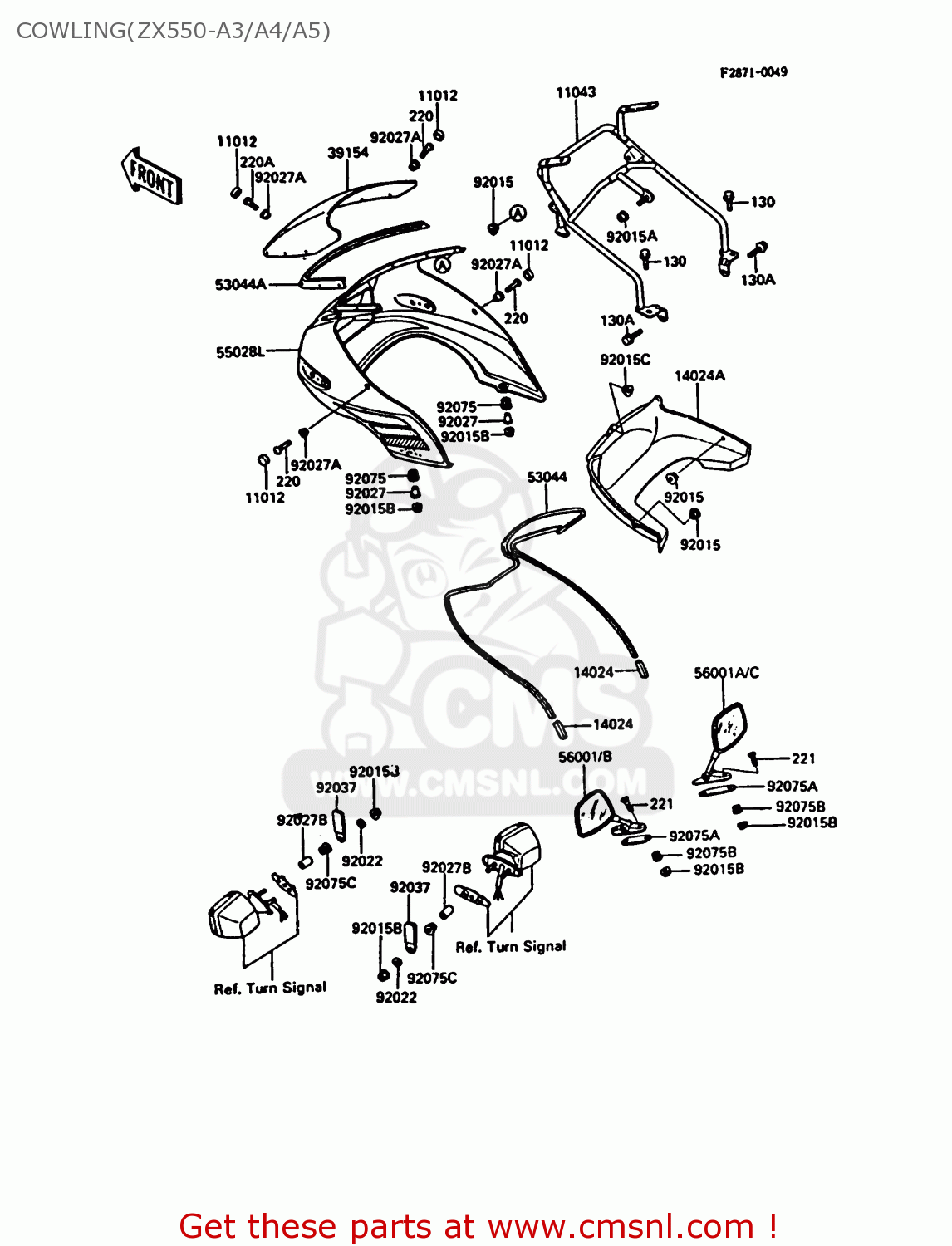 COWLING(ZX550-A3/A4/A5) ZX550A3 GPZ550 1986 EUROPE UK FR FG GR