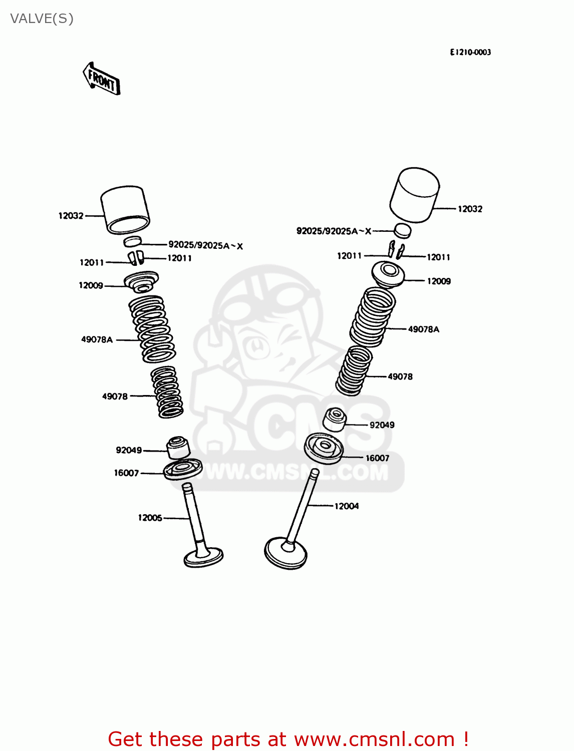 VALVE(S) ZX550A4 GPZ550 1987 UNITED KINGDOM FG