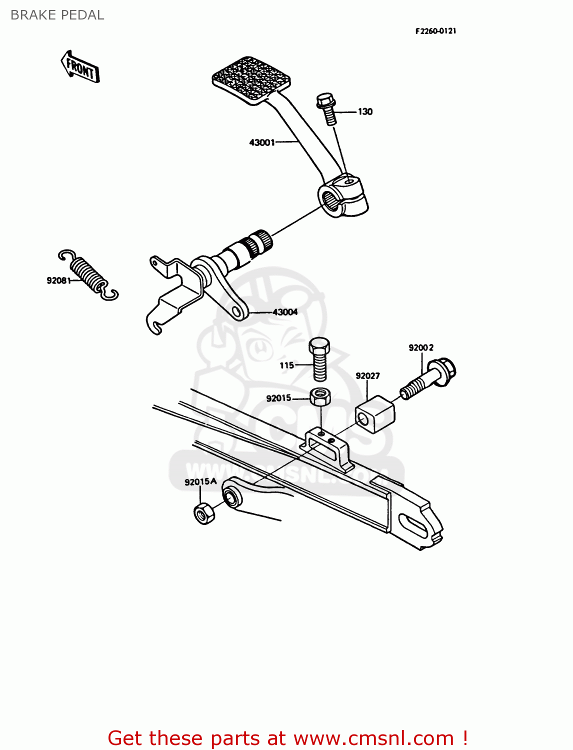 BRAKE PEDAL ZX550A4 GPZ550 1987 UNITED KINGDOM FG