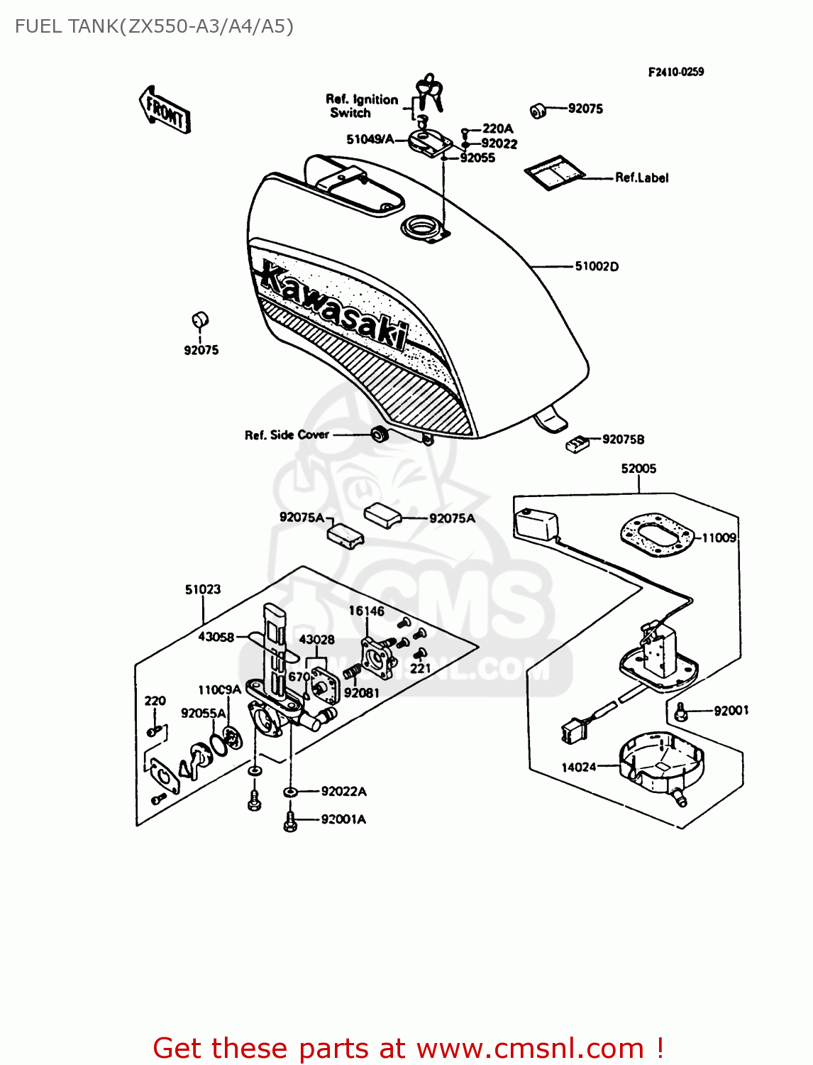 FUEL TANK(ZX550-A3/A4/A5) ZX550A4 GPZ550 1987 UNITED KINGDOM FG