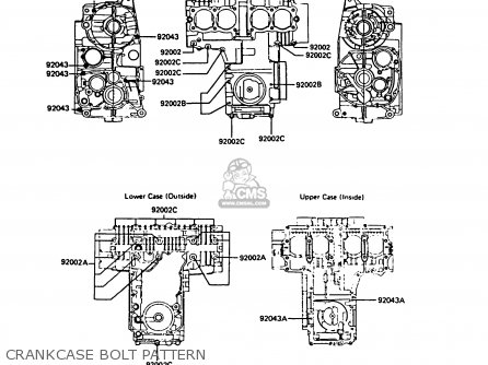 CRANKCASE BOLT PATTERN - ZX550A4 GPZ550 1987 UNITED KINGDOM FG