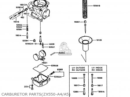 CARBURETOR PARTS(ZX550-A4/A5) - ZX550A4 GPZ550 1987 UNITED KINGDOM FG