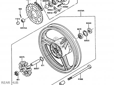 REAR HUB - ZX550A4 GPZ550 1987 UNITED KINGDOM FG