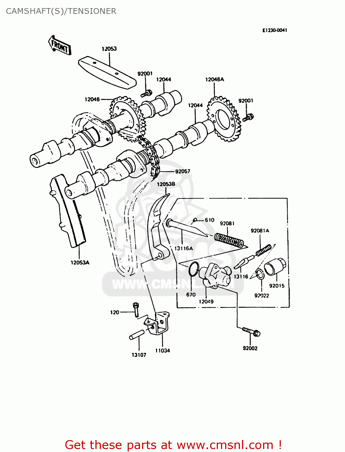 CAMSHAFT(S)/TENSIONER ZX550A5 GPZ550 1988 EUROPE FG GR