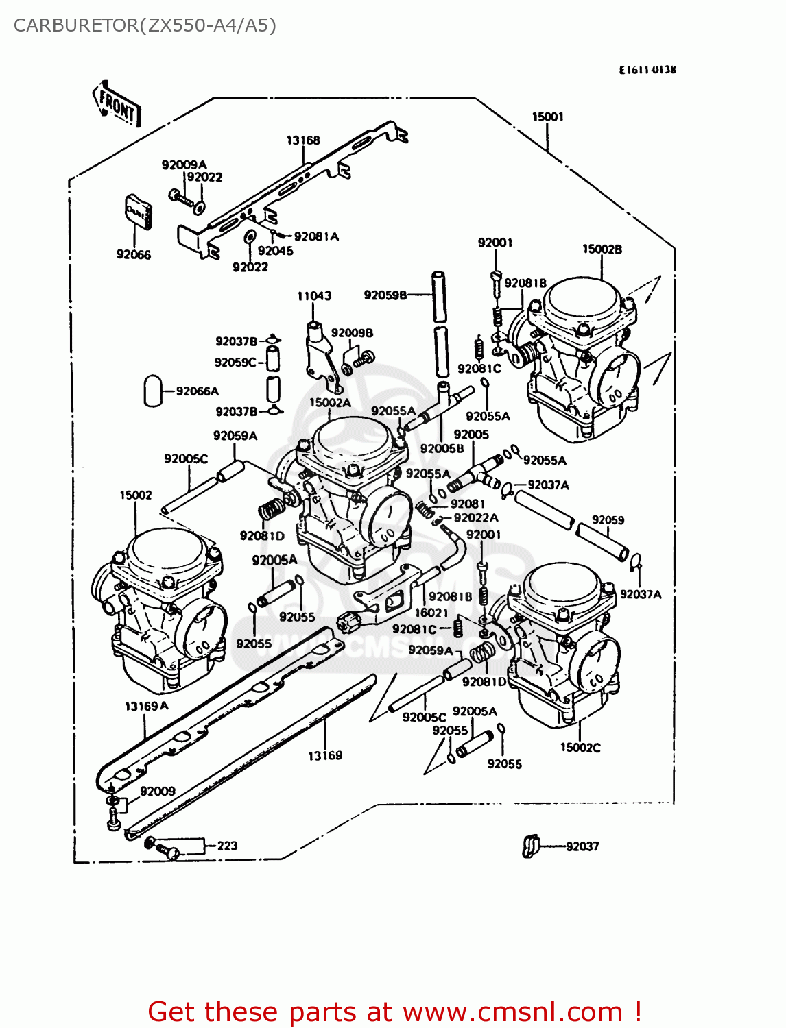 CARBURETOR(ZX550-A4/A5) ZX550A5 GPZ550 1988 EUROPE FG GR