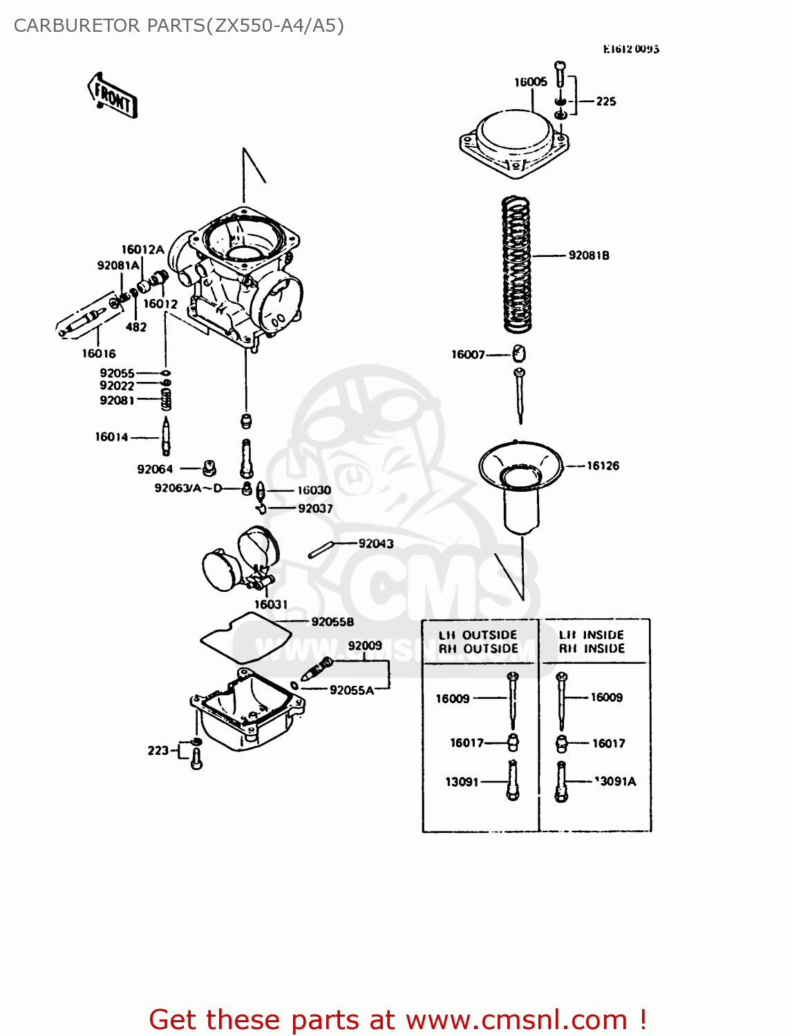 CARBURETOR PARTS(ZX550-A4/A5) ZX550A5 GPZ550 1988 EUROPE FG GR