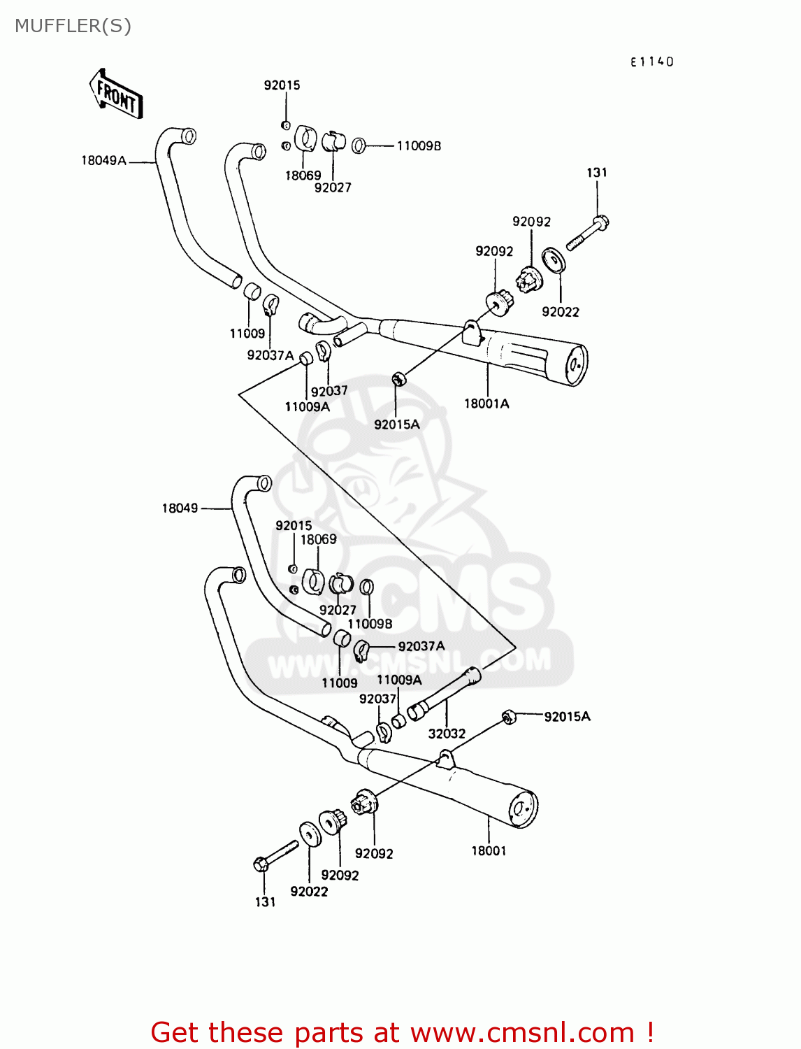 MUFFLER(S) ZX550A6 GPZ550 1989 FG