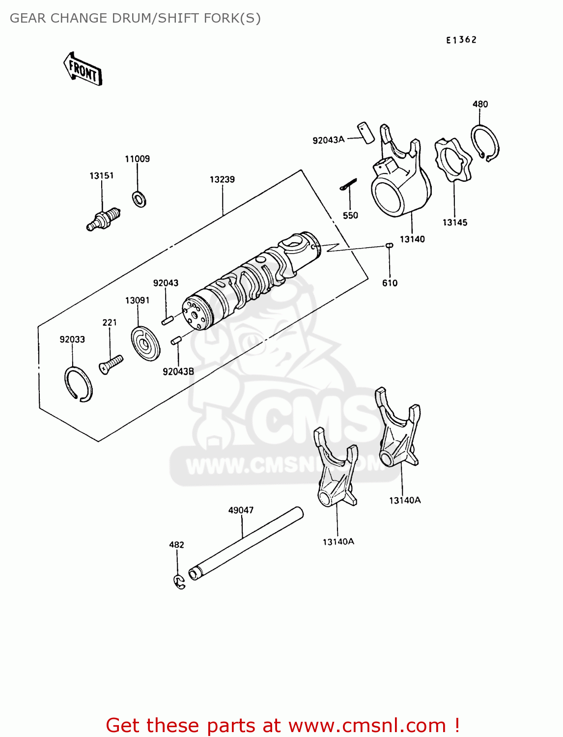 GEAR CHANGE DRUM/SHIFT FORK(S) ZX550A6 GPZ550 1989 FG