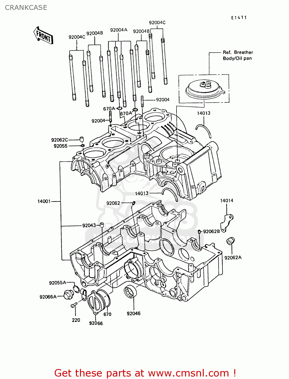 CRANKCASE ZX550A6 GPZ550 1989 FG