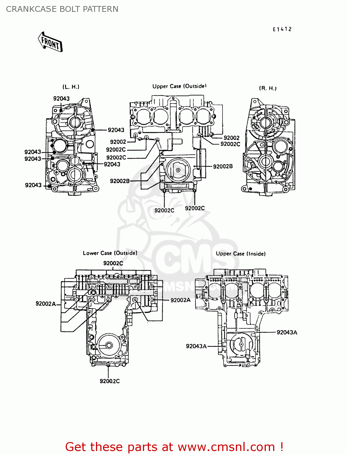 CRANKCASE BOLT PATTERN ZX550A6 GPZ550 1989 FG