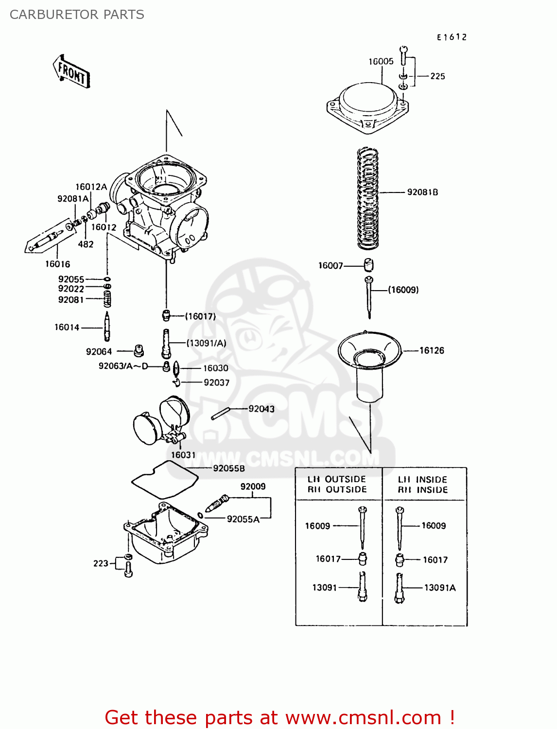 CARBURETOR PARTS ZX550A6 GPZ550 1989 FG