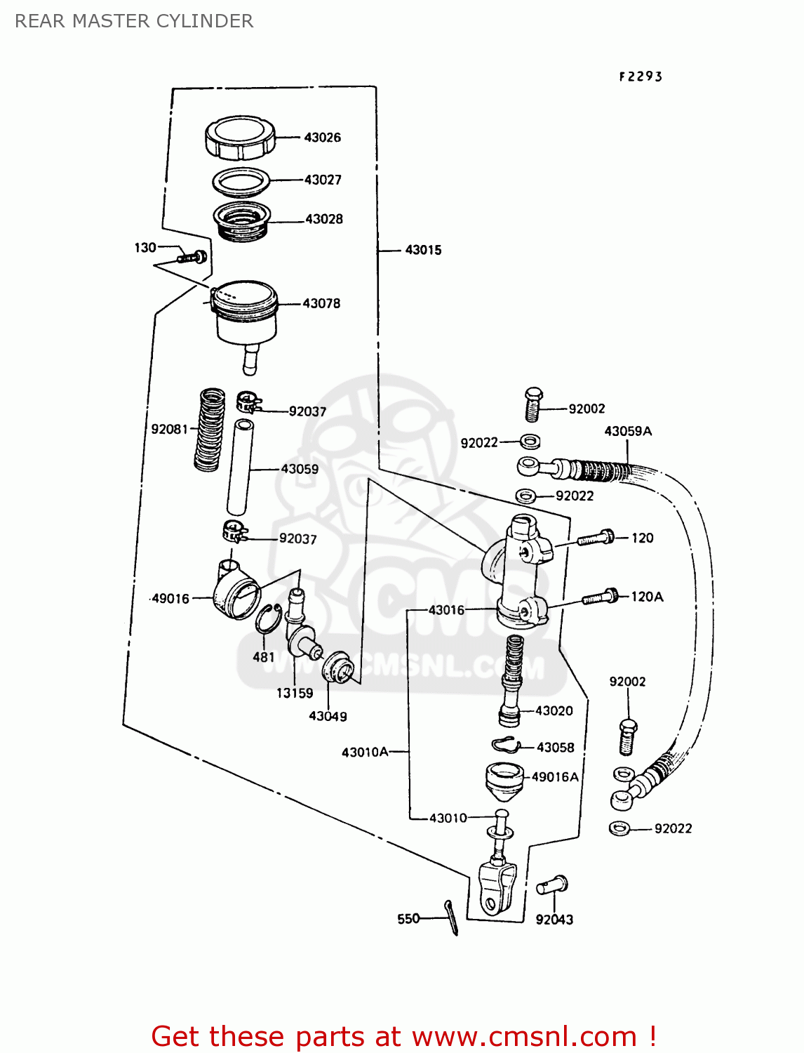REAR MASTER CYLINDER ZX550A6 GPZ550 1989 FG