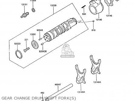 GEAR CHANGE DRUM/SHIFT FORK(S) - ZX550A6 GPZ550 1989 FG