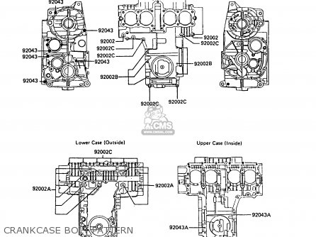 CRANKCASE BOLT PATTERN - ZX550A6 GPZ550 1989 FG