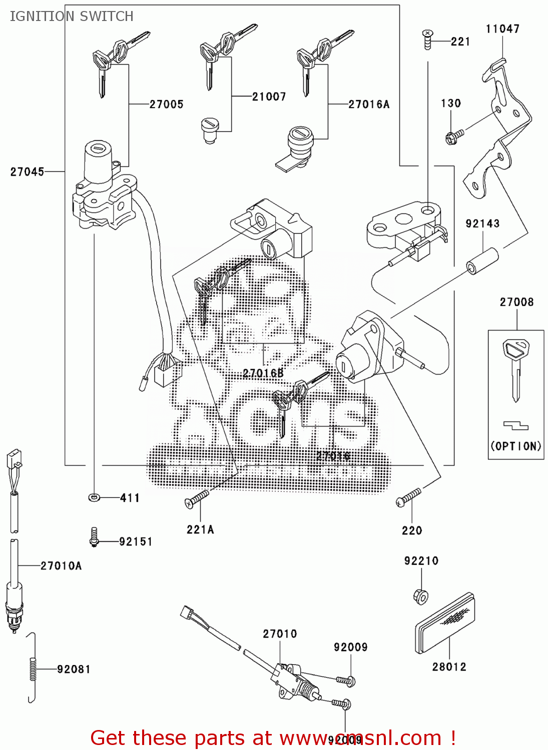 Kawasaki ZX600E13H ZZR600 2005 EUROPE, MIDDLE EAST, AFRICA, UK IGNITION SWITCH buy original