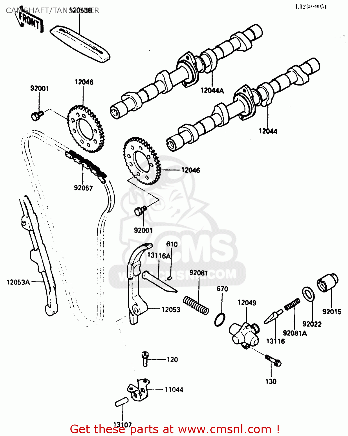 CAMSHAFT/TANSIONER ZX600A1 1985 EUROPE UK FR GR IT NR SD