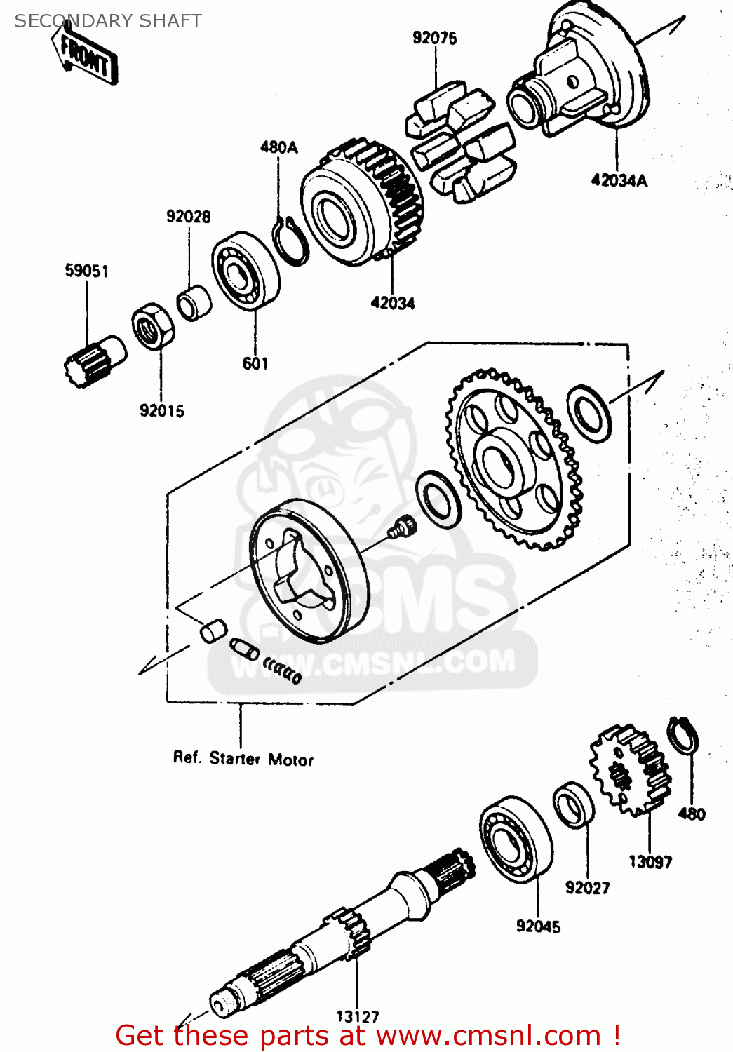 SECONDARY SHAFT ZX600A1 1985 EUROPE UK FR GR IT NR SD