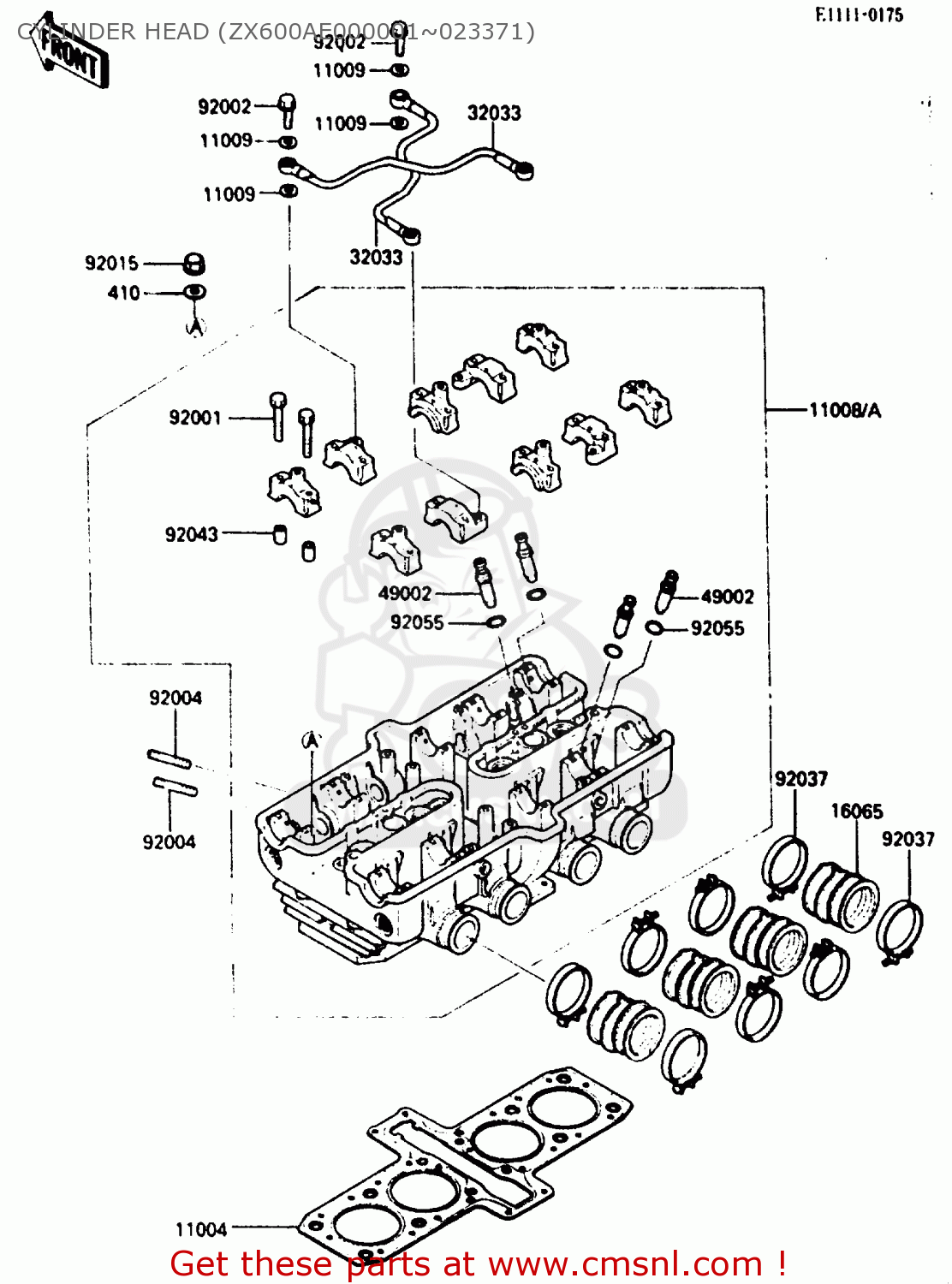 CYLINDER HEAD (ZX600AE000001~023371) ZX600A1 1985 EUROPE UK FR GR IT NR SD