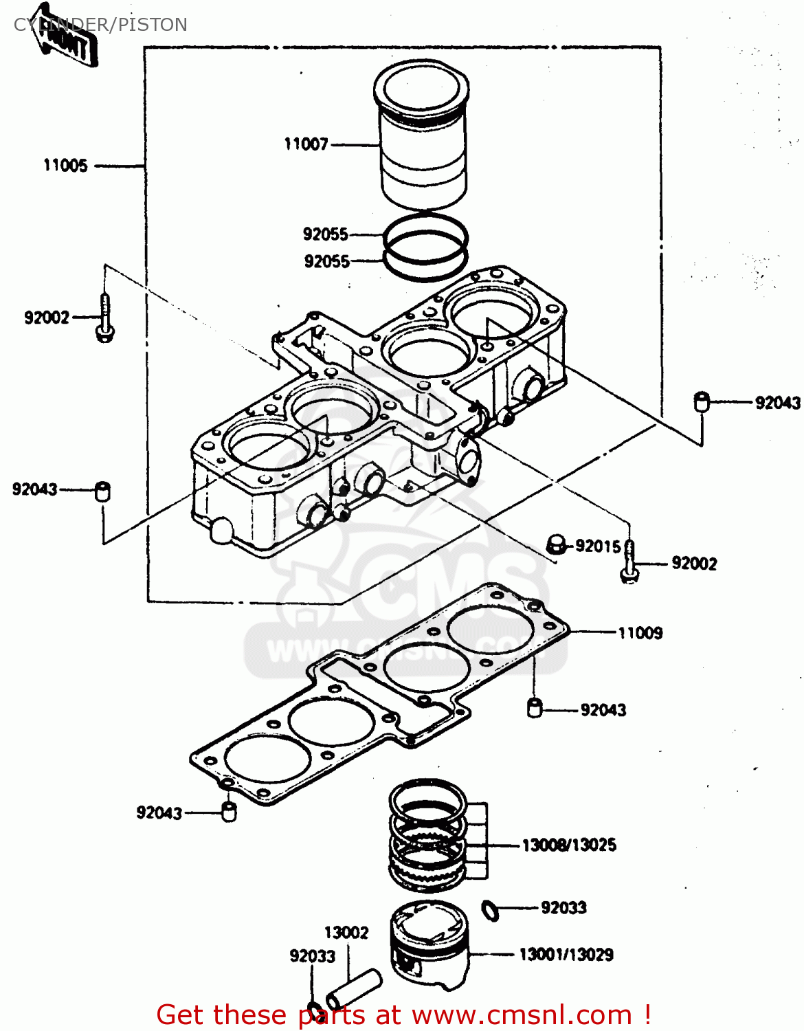 CYLINDER/PISTON ZX600A1 1985 EUROPE UK FR GR IT NR SD