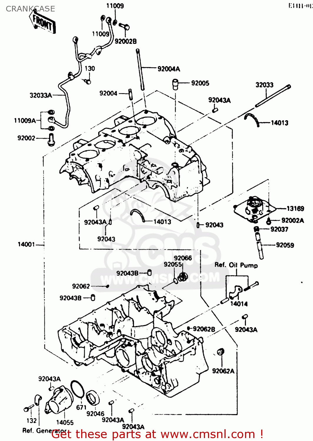 CRANKCASE ZX600A1 1985 EUROPE UK FR GR IT NR SD