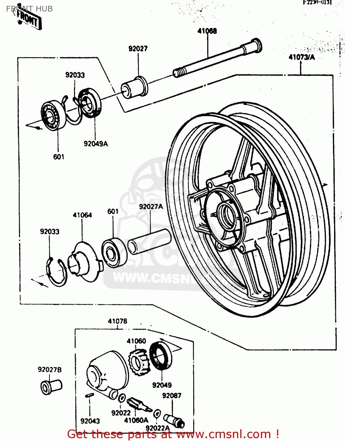 FRONT HUB ZX600A1 1985 EUROPE UK FR GR IT NR SD