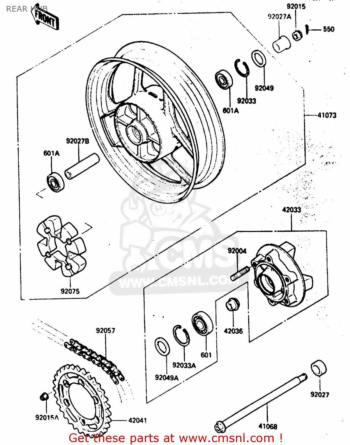 REAR HUB ZX600A1 1985 EUROPE UK FR GR IT NR SD