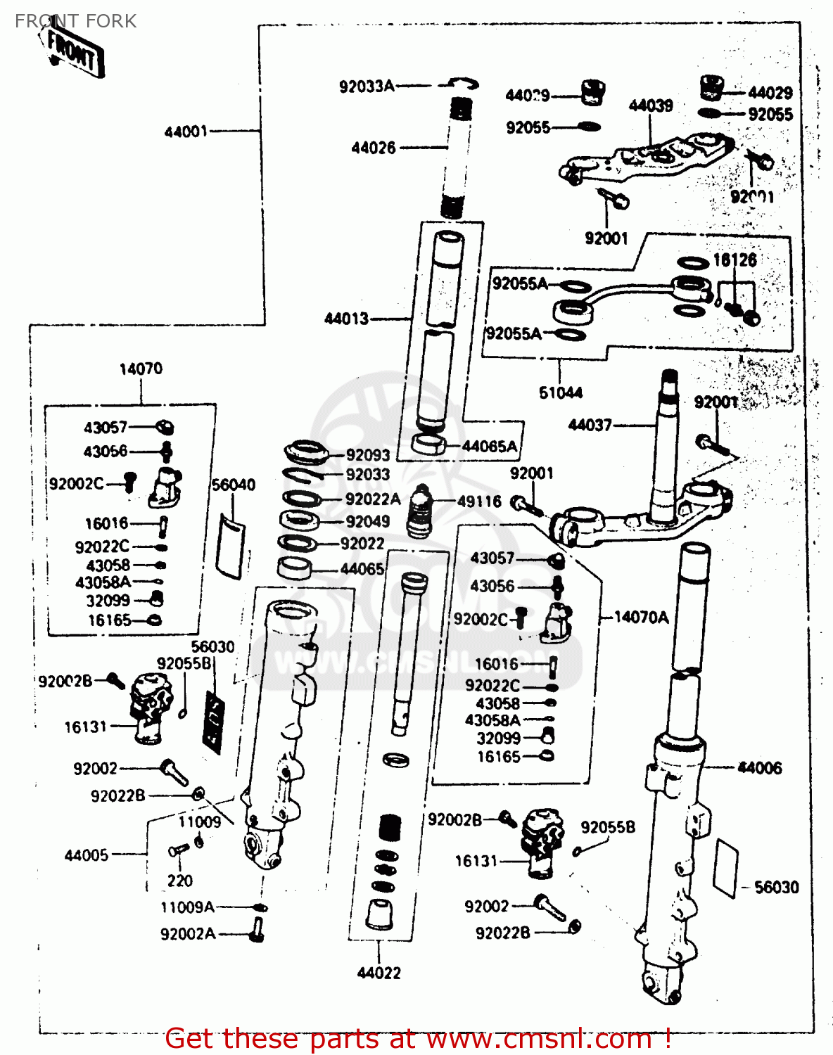 FRONT FORK ZX600A1 1985 EUROPE UK FR GR IT NR SD
