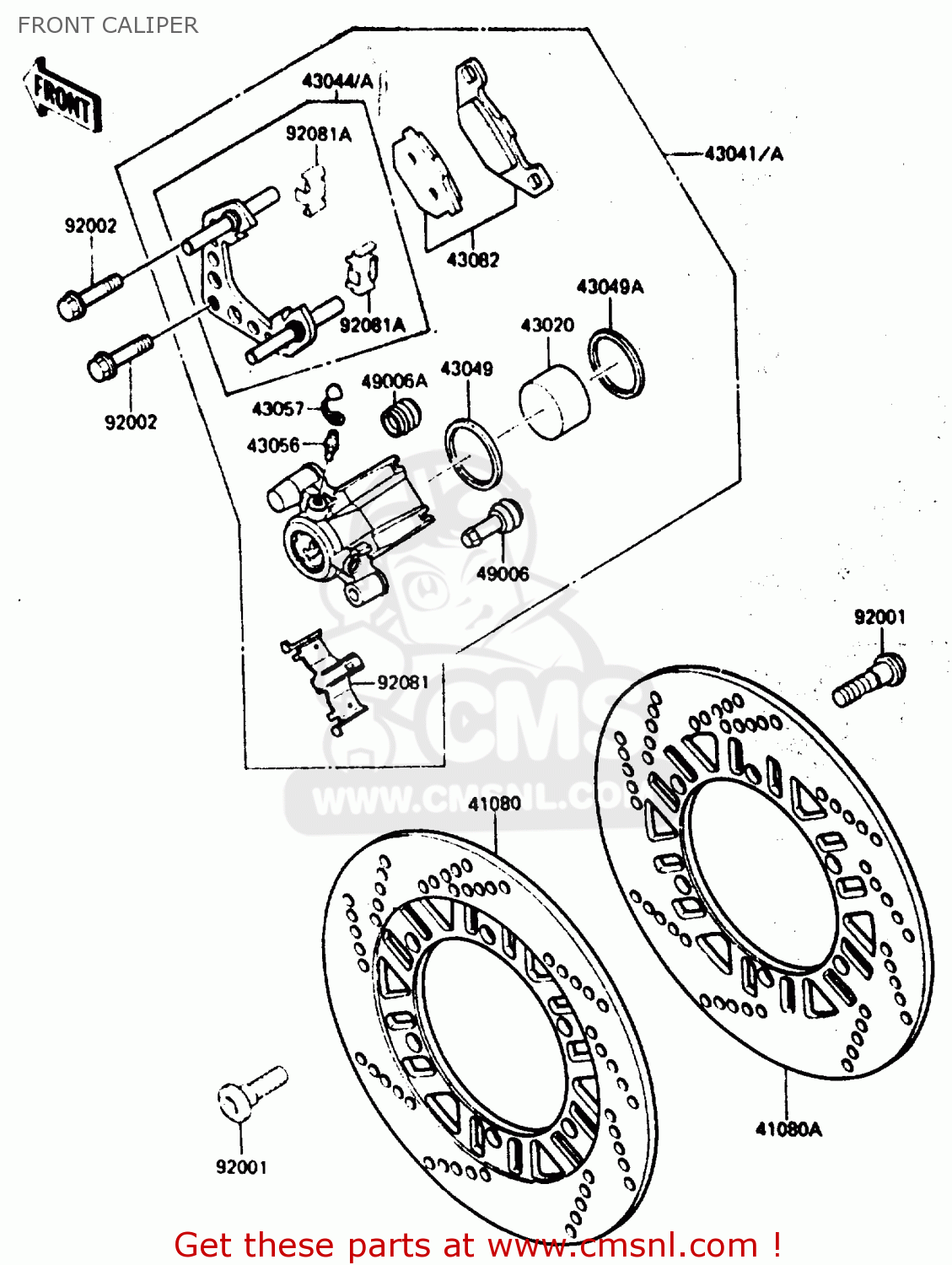 FRONT CALIPER ZX600A1 1985 EUROPE UK FR GR IT NR SD