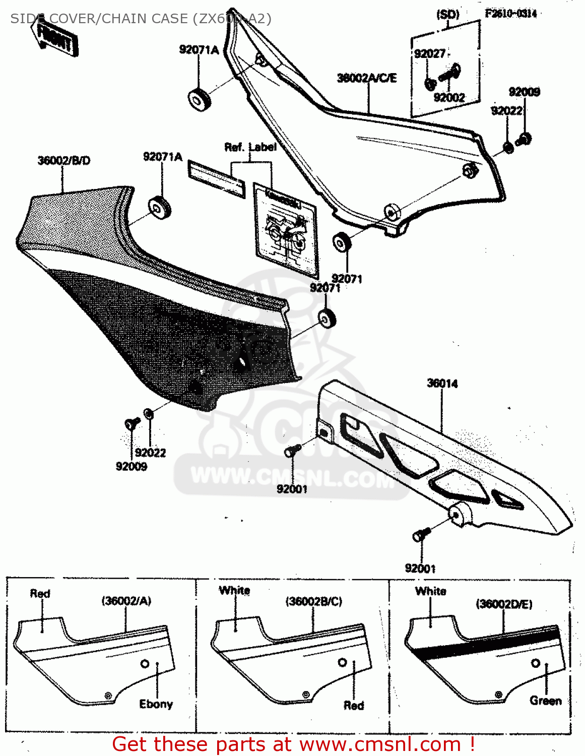 SIDE COVER/CHAIN CASE (ZX600-A2) ZX600A1 1985 EUROPE UK FR GR IT NR SD